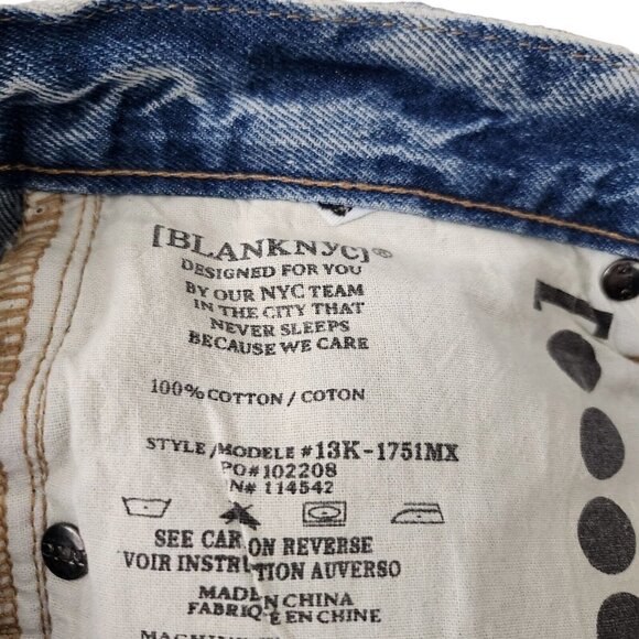 Blanknyc Jeans Womens 27 Blue High Rise Tapered Lace Up Raw Hem Denim Boho - Picture 7 of 14